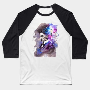 NIKOLA TESLA WATER COLOR PORTRAIT Baseball T-Shirt